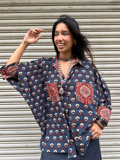 Neela Ajrakh Cotton Shirt