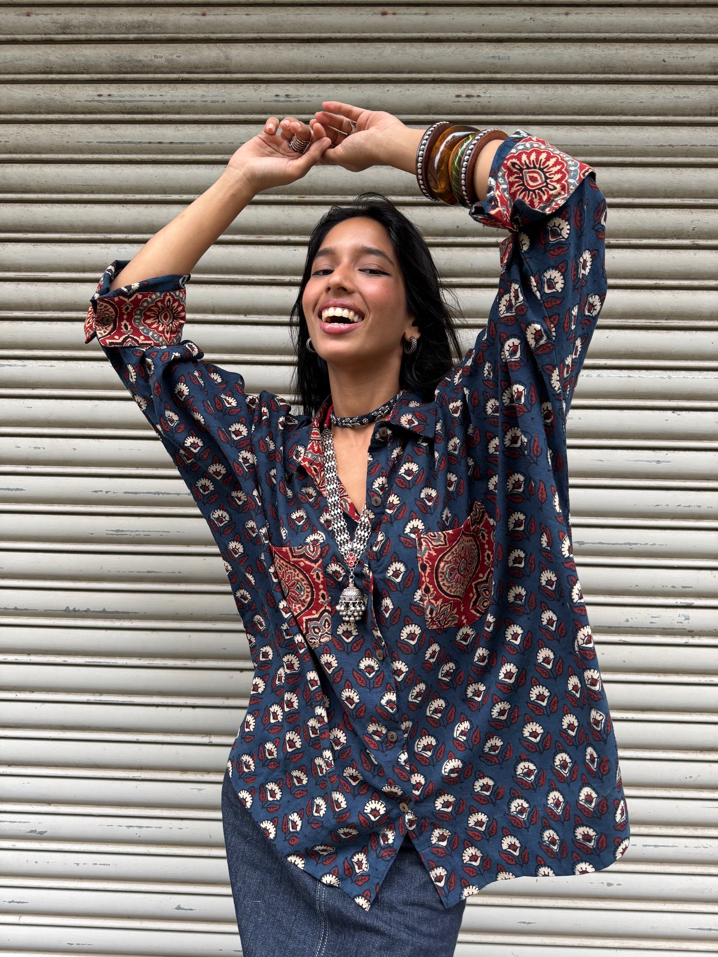 Neela Ajrakh Cotton Shirt
