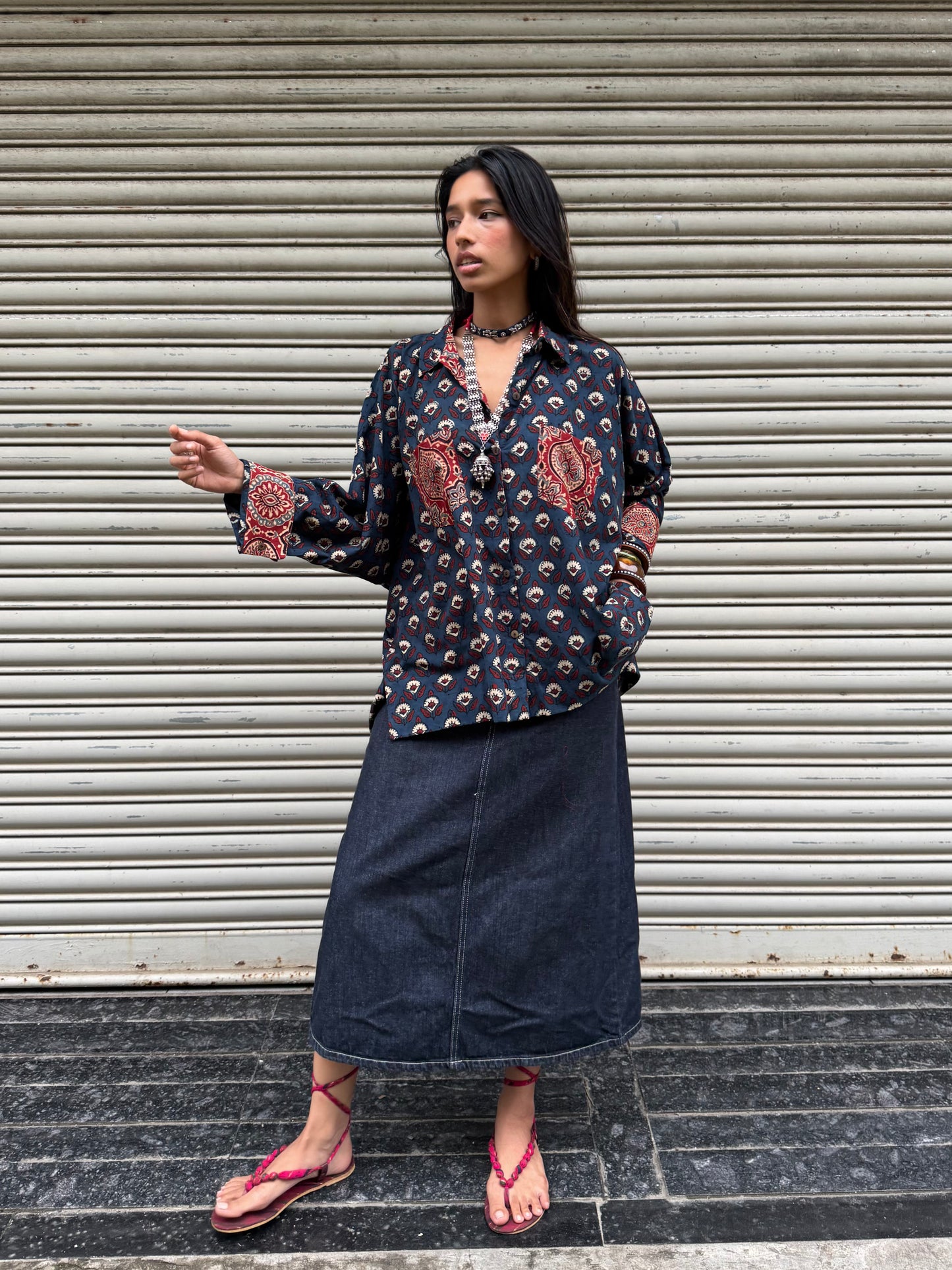 Neela Ajrakh Cotton Shirt