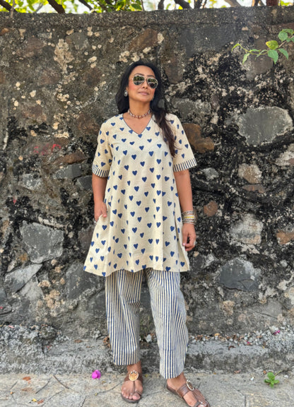 Mist Cotton Co-ord with Afghani Pants