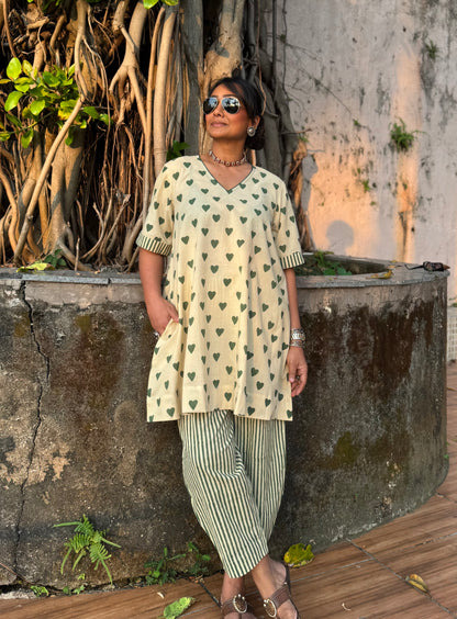 Olive Cotton Co-ord with Afghani Pants