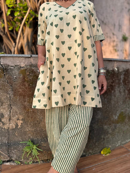 Olive Cotton Co-ord with Afghani Pants