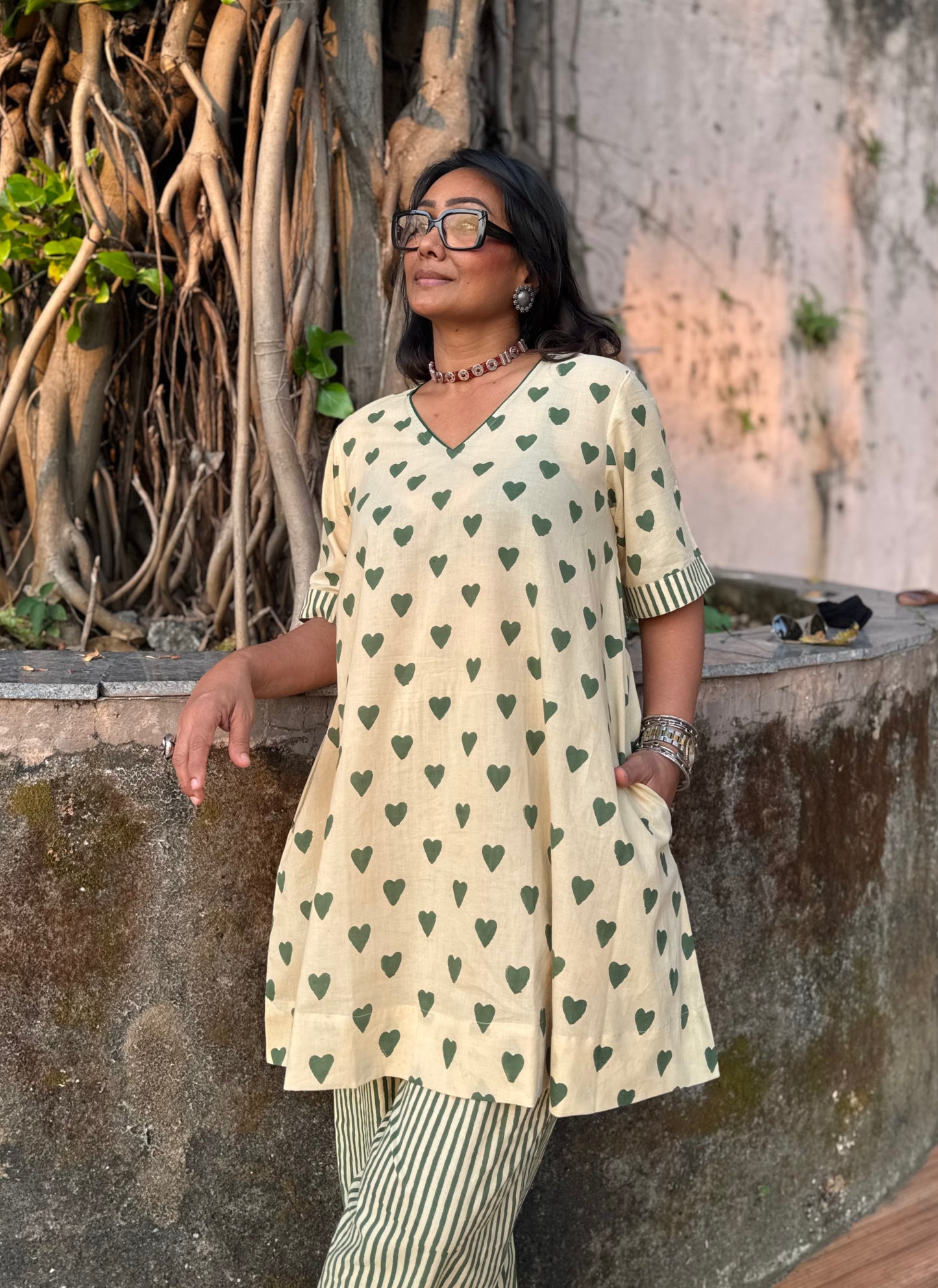 Olive Cotton Co-ord with Afghani Pants