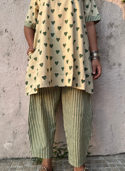 Olive Cotton Co-ord with Afghani Pants