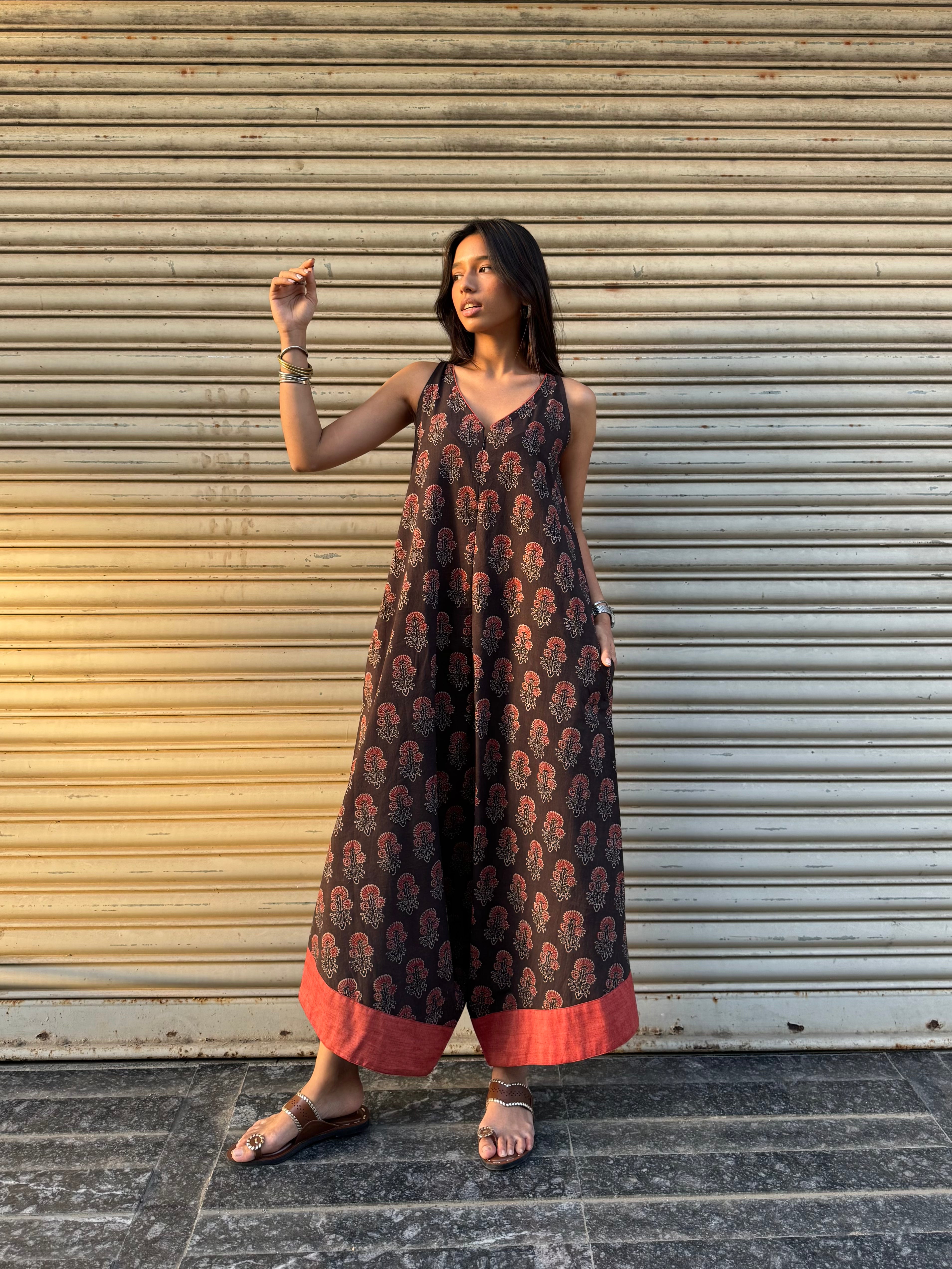 Mocha Ajrakh Suhaani Jumpsuit (READY TO DISPATCH)