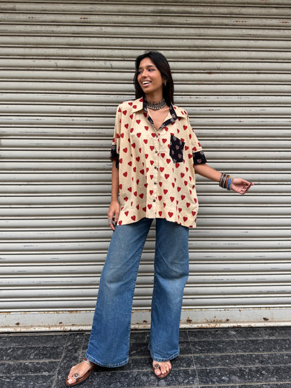 Red Heart Cotton Shirt (READY TO DISPATCH)