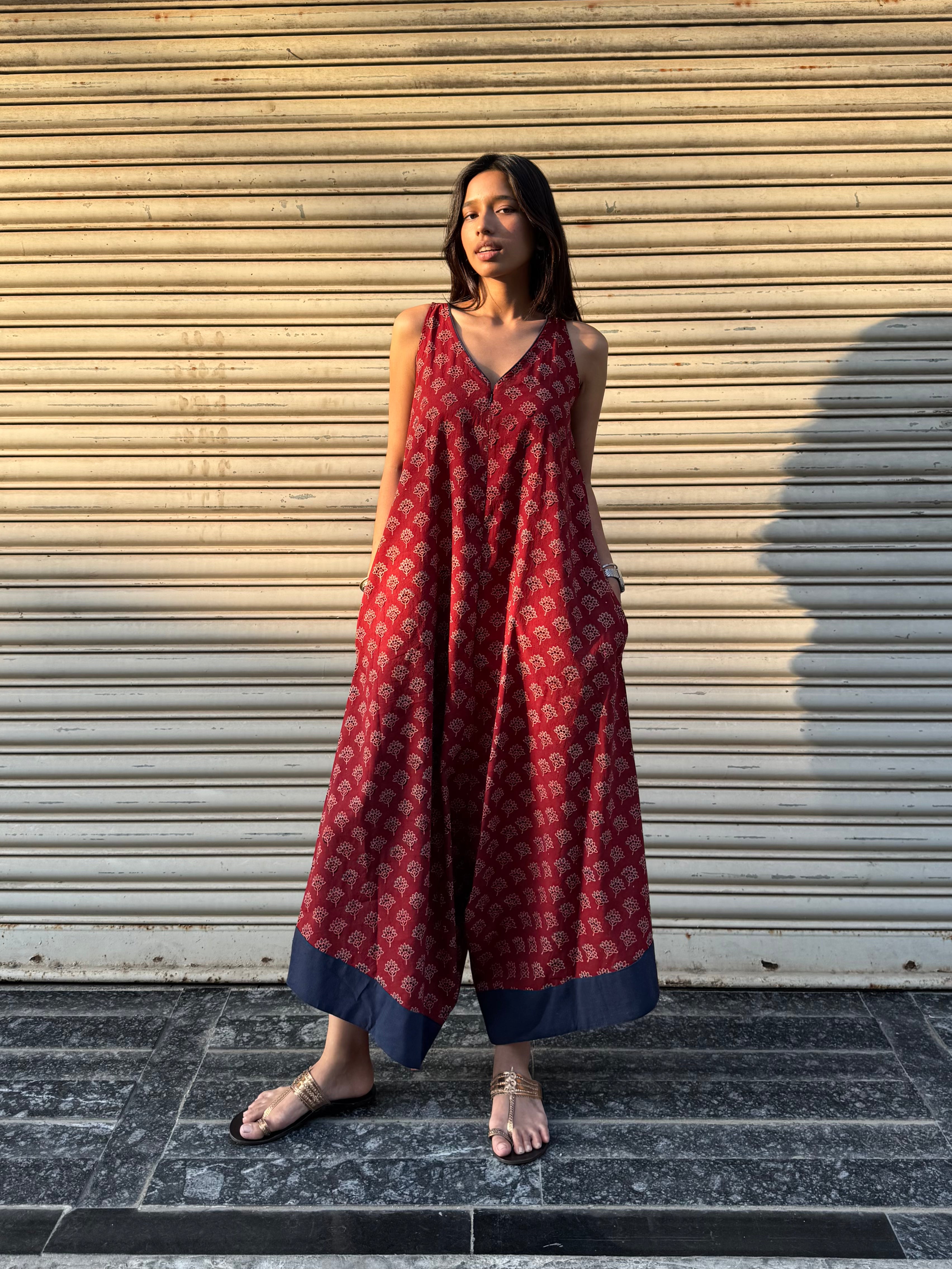 Rust Ajrakh Suhaani Jumpsuit