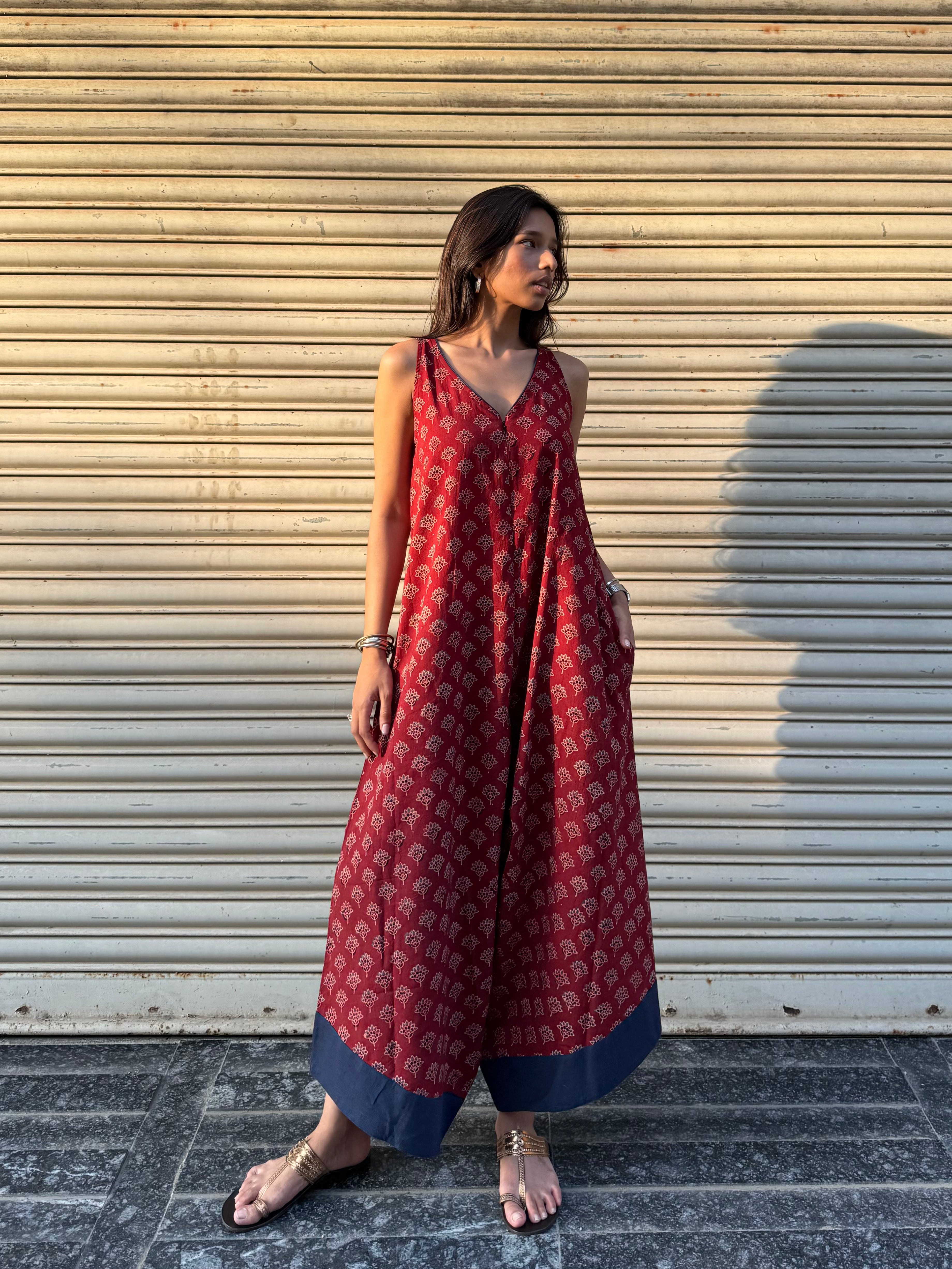 Rust Ajrakh Suhaani Jumpsuit