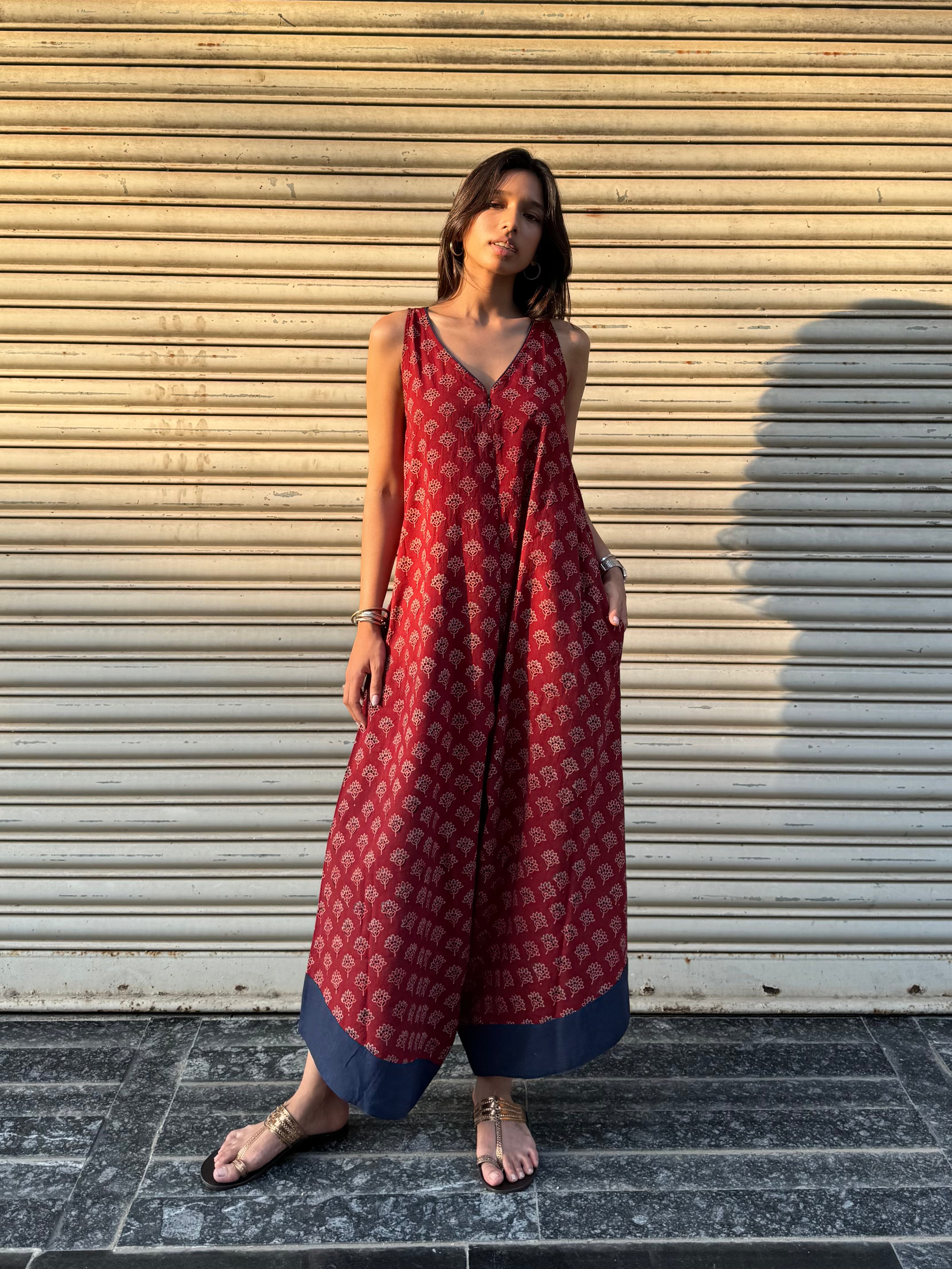 Rust Ajrakh Suhaani Jumpsuit