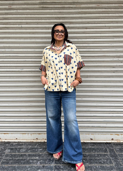 Sapphire Heart Cotton Shirt (READY TO DISPATCH)
