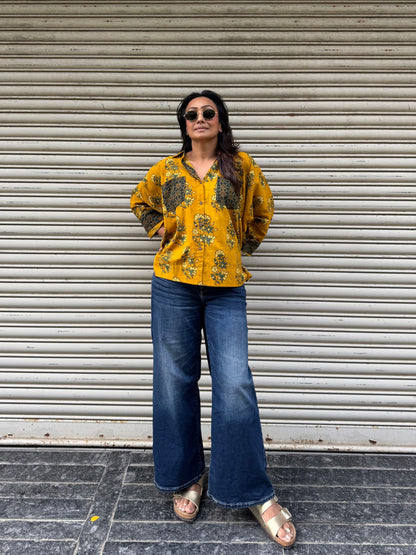 Haldi Ajrakh Cotton Shirt