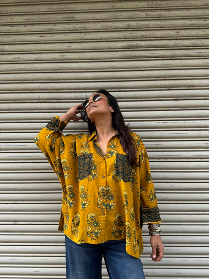Haldi Ajrakh Cotton Shirt