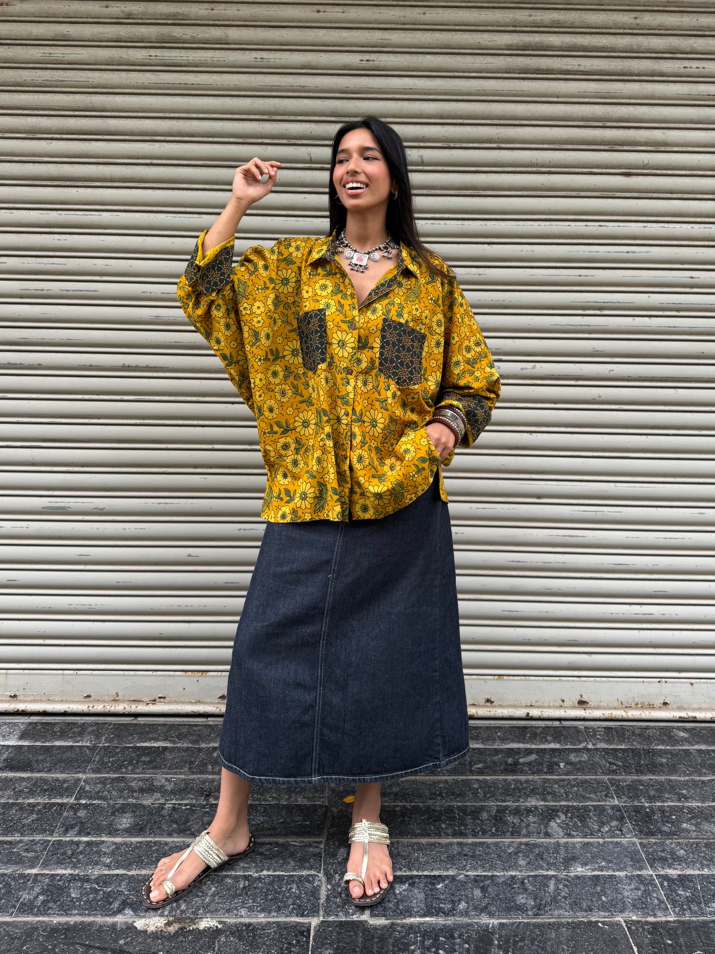 Turmeric Ajrakh Cotton Shirt