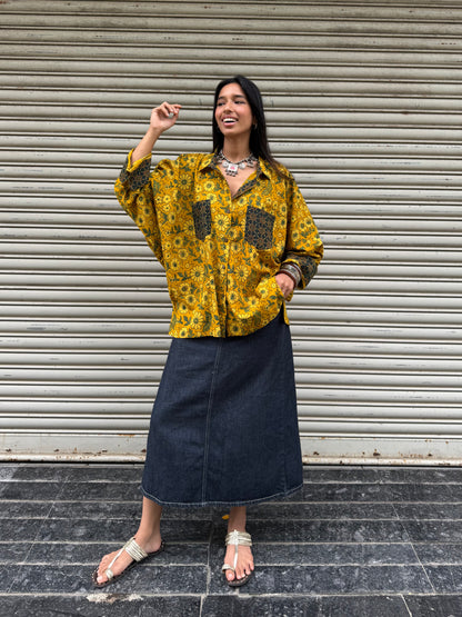 Turmeric Ajrakh Cotton Shirt