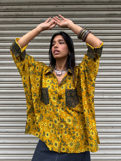 Turmeric Ajrakh Cotton Shirt
