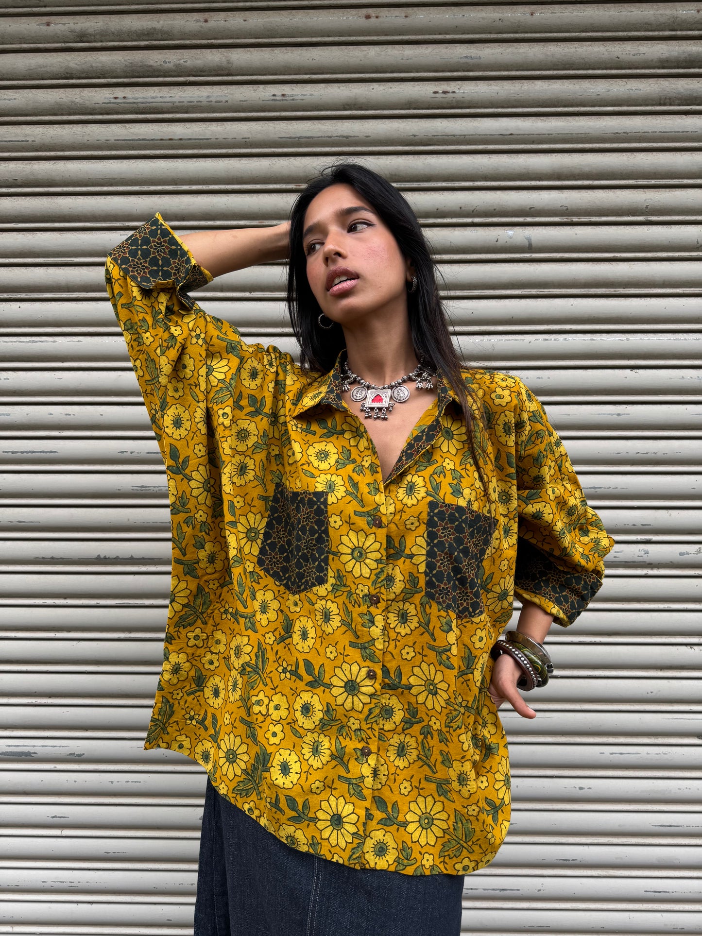 Turmeric Ajrakh Cotton Shirt