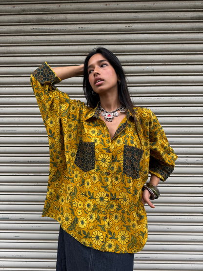 Turmeric Ajrakh Cotton Shirt