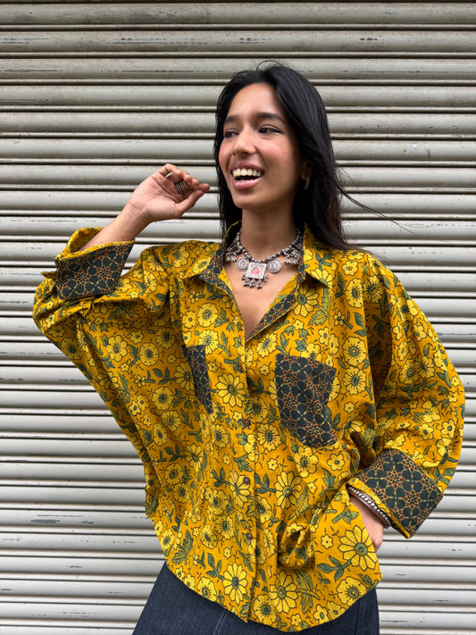 Turmeric Ajrakh Cotton Shirt