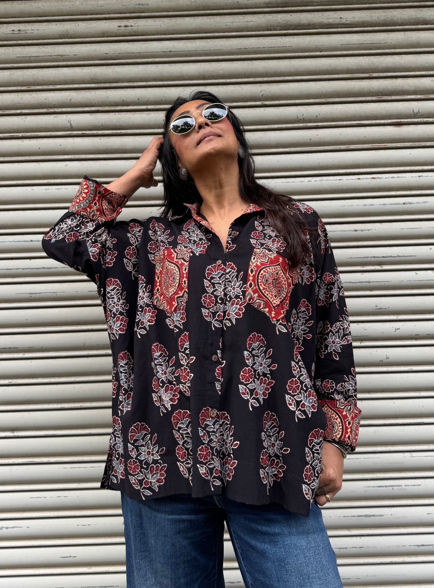 Ebony Ajrakh Cotton Shirt