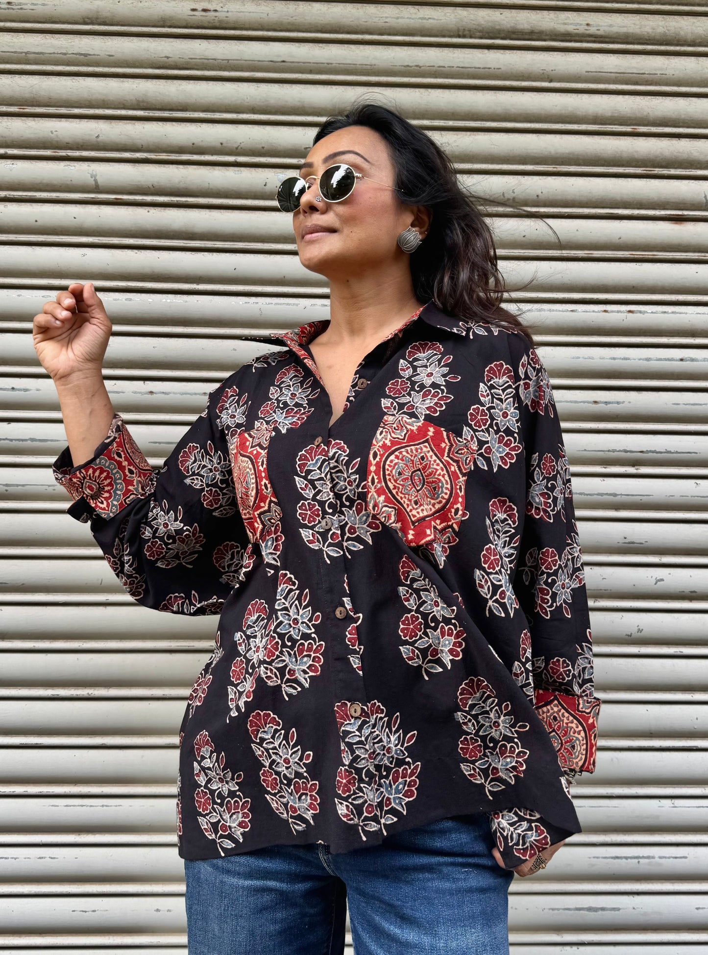 Ebony Ajrakh Cotton Shirt