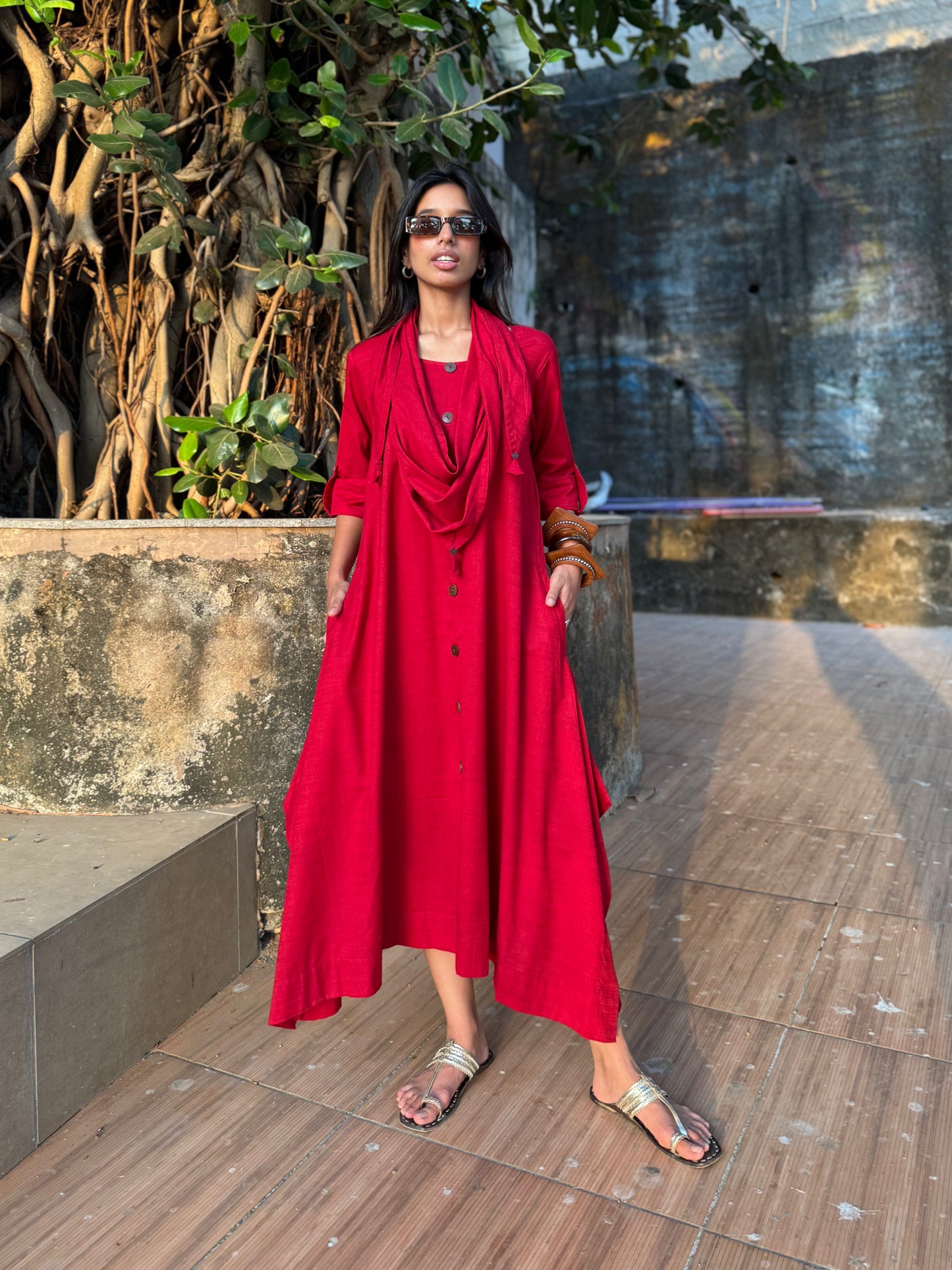 Red Jhabla dress WITH SCARF