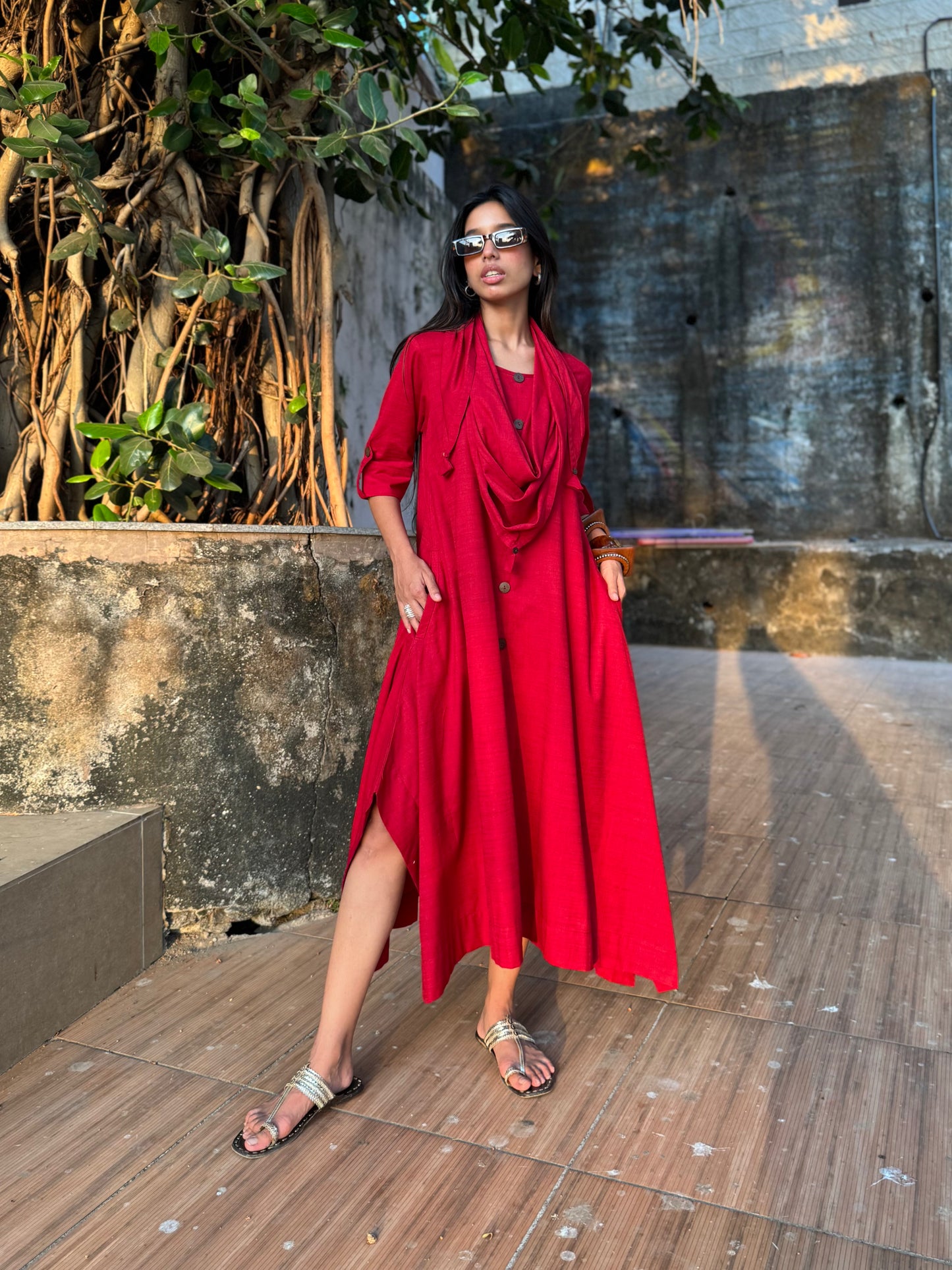 Red Jhabla dress WITH SCARF