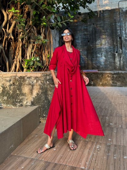 Red Jhabla dress WITH SCARF