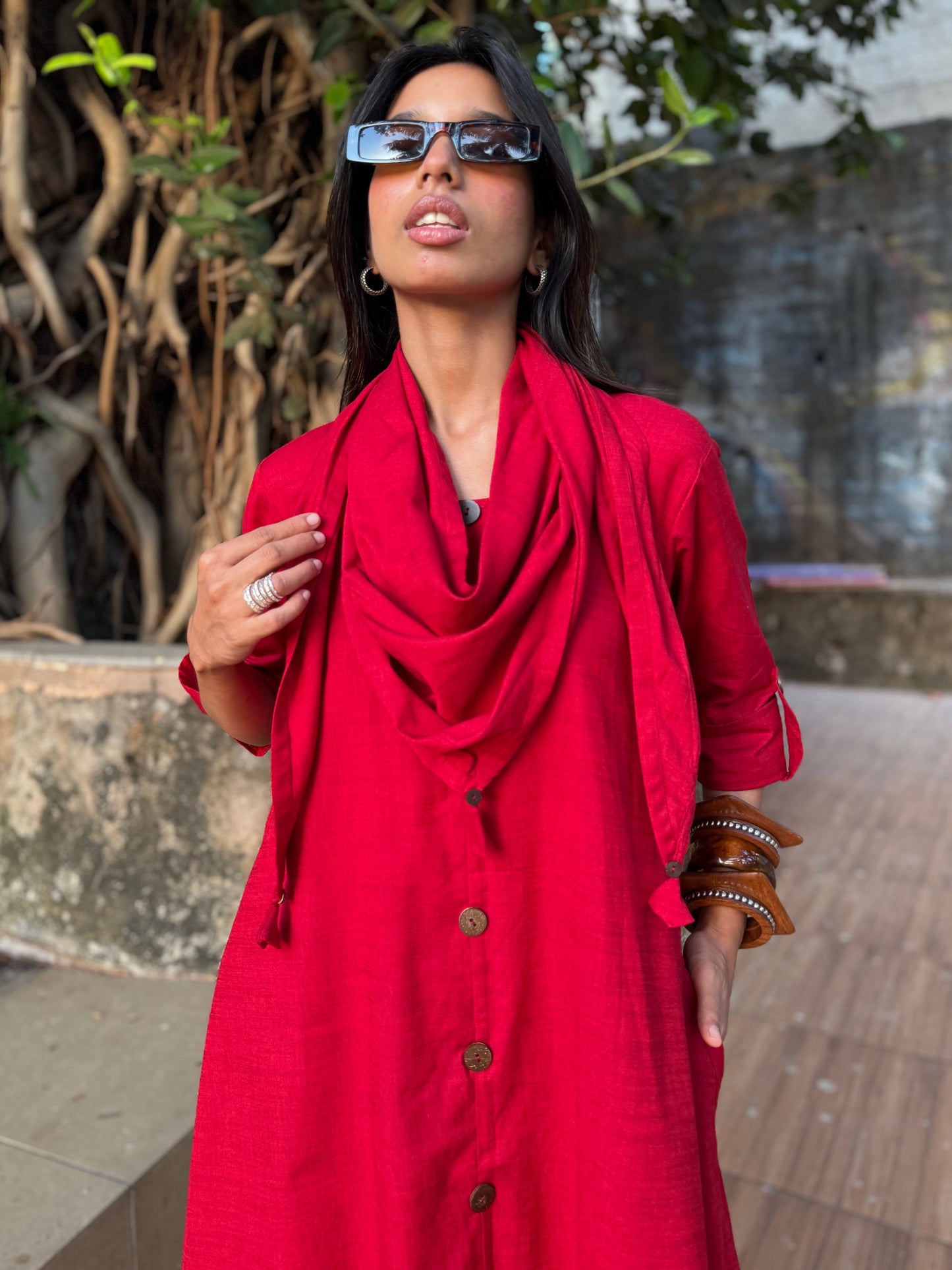 Red Jhabla dress WITH SCARF