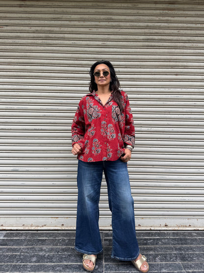 Rose Ajrakh Cotton Shirt