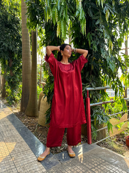 Laal Mashru silk co-ord set