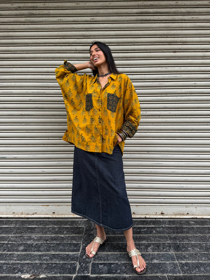 Ochre Ajrakh Cotton Shirt