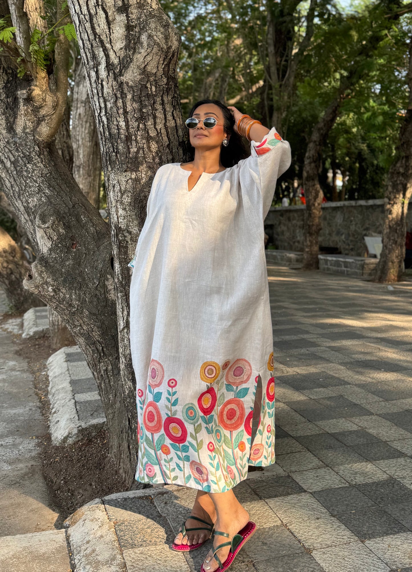 Garden linen kaftan dress