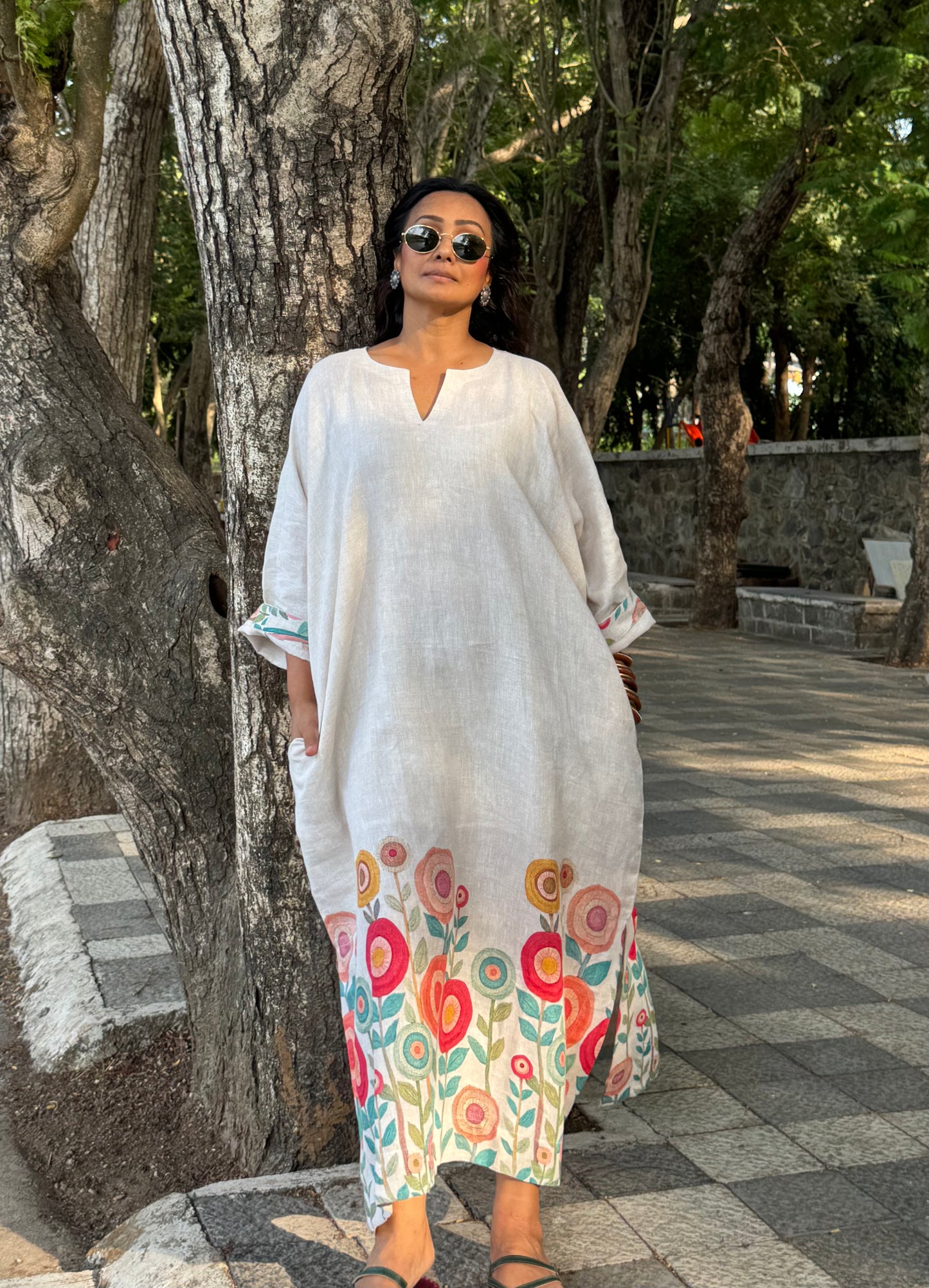 Garden linen kaftan dress