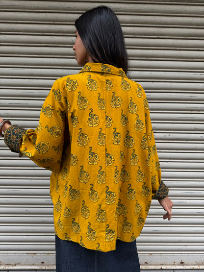 Ochre Ajrakh Cotton Shirt