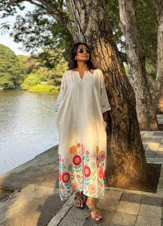Garden linen kaftan dress