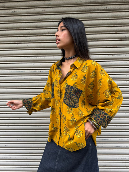 Ochre Ajrakh Cotton Shirt