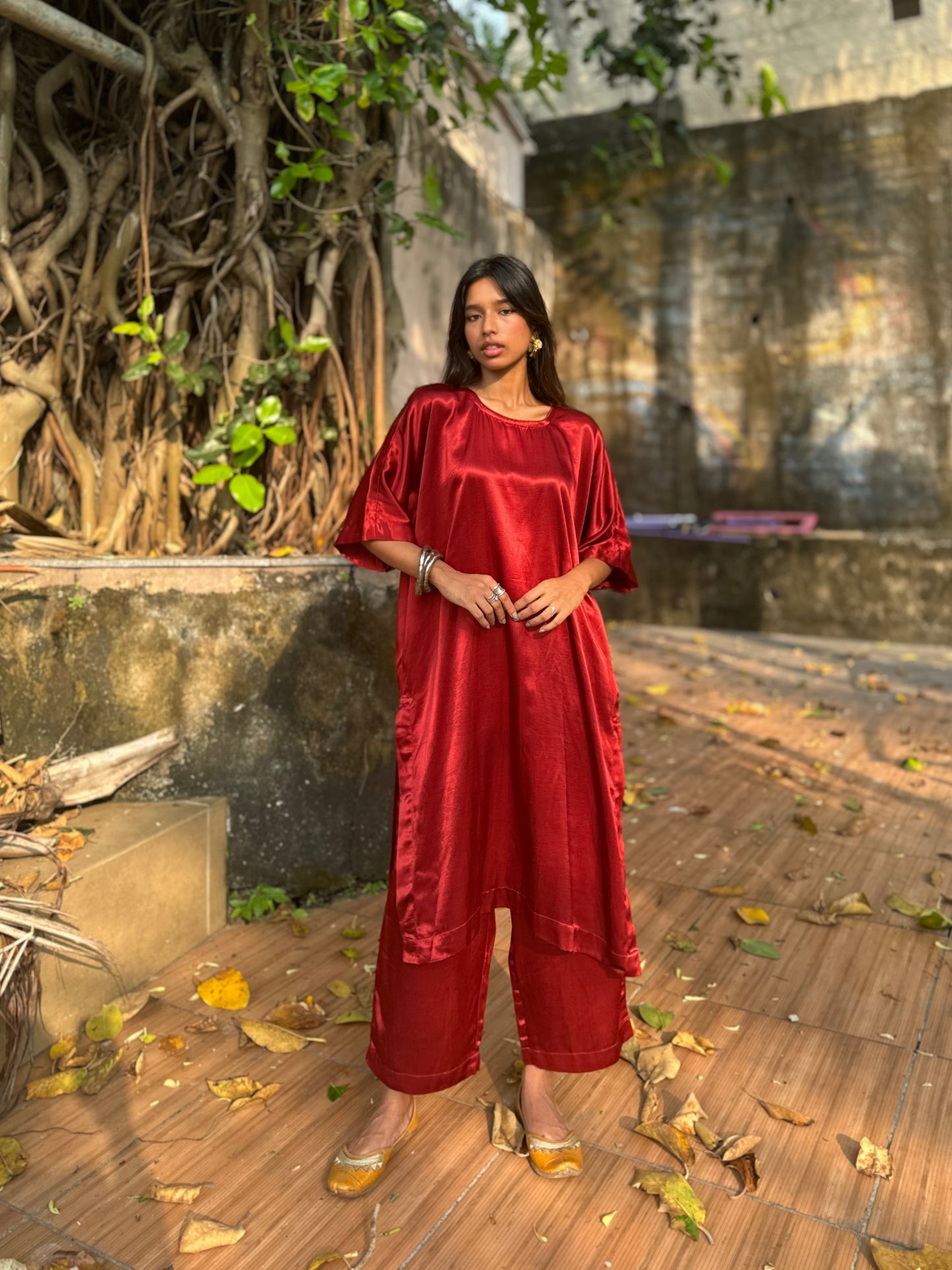 Laal Mashru silk co-ord set