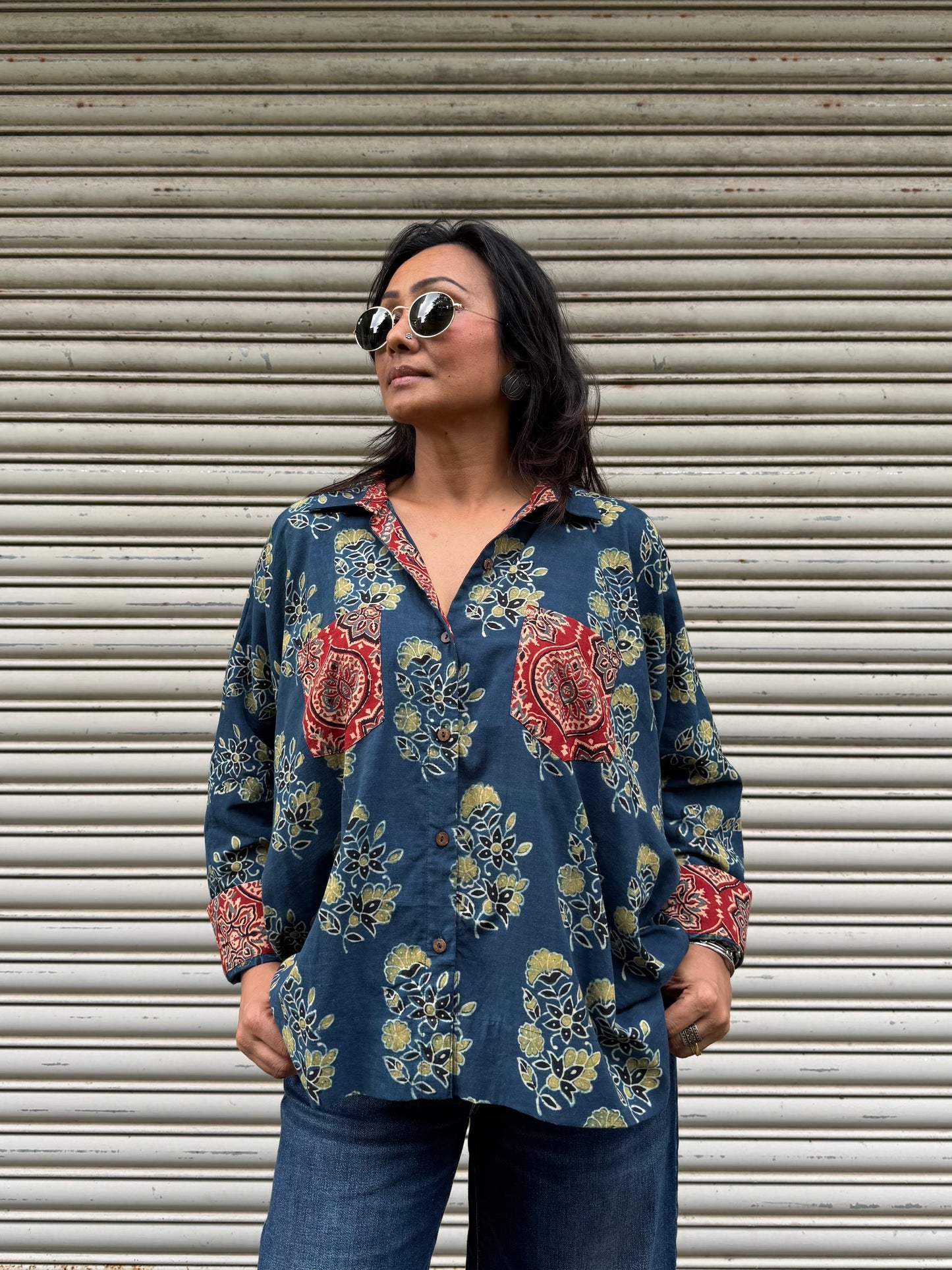 Moss Ajrakh Cotton Shirt