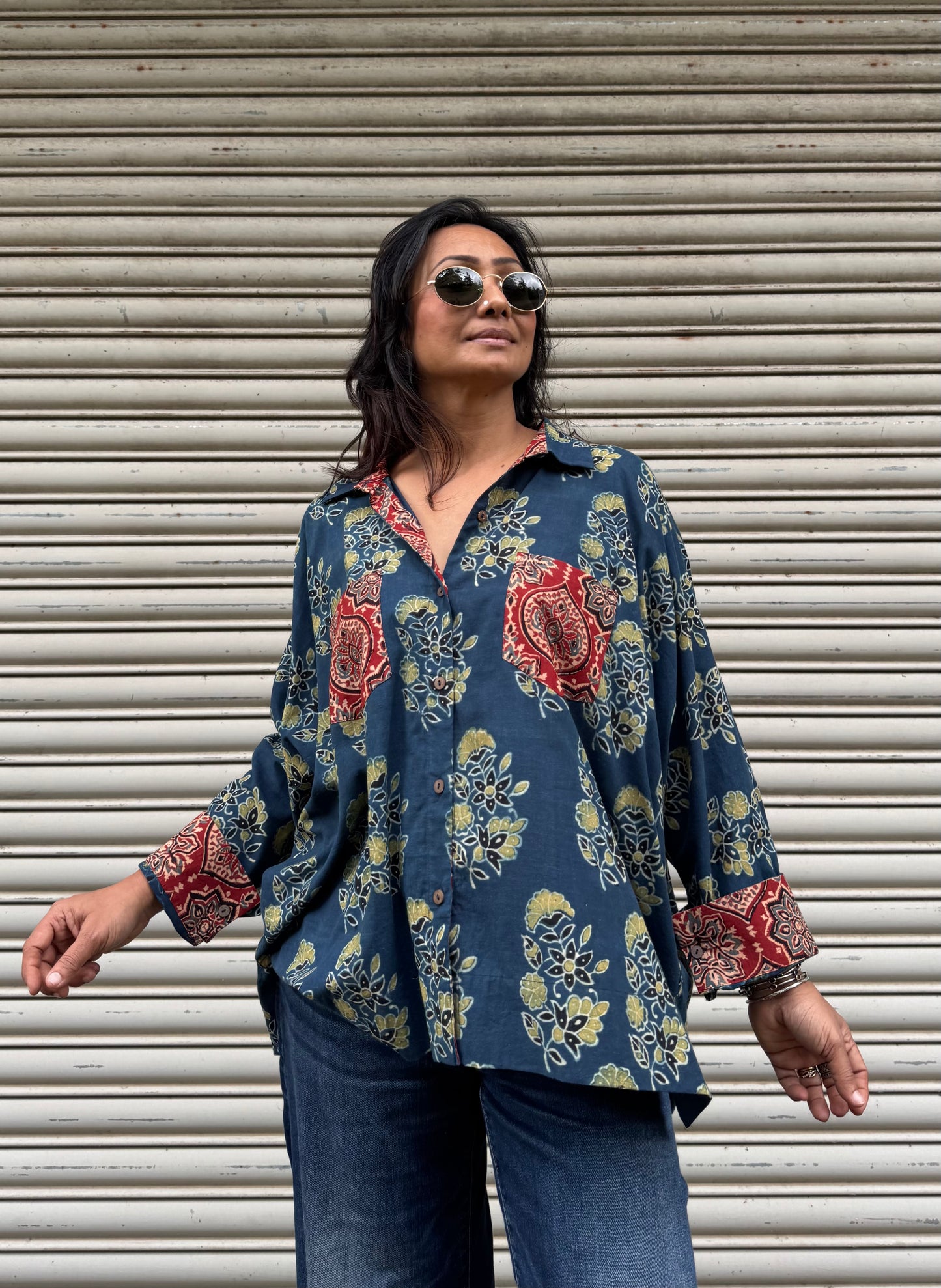 Moss Ajrakh Cotton Shirt