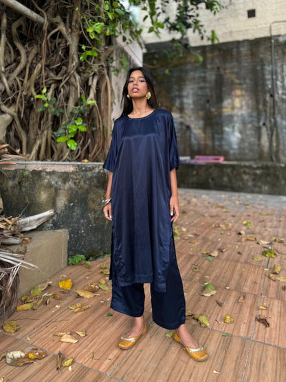 Indigo Mashru silk co-ord set