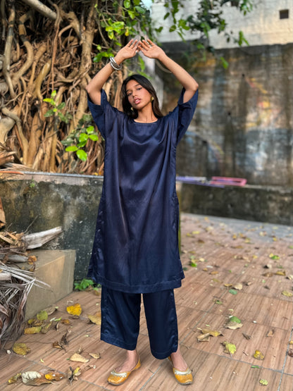 Indigo Mashru silk co-ord set