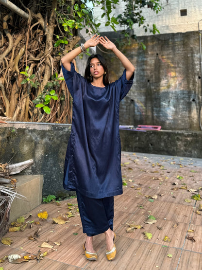 Indigo Mashru silk co-ord set