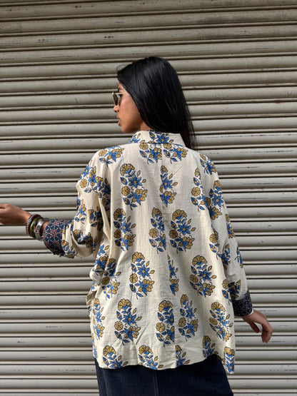 Eggshell Ajrakh Cotton Shirt