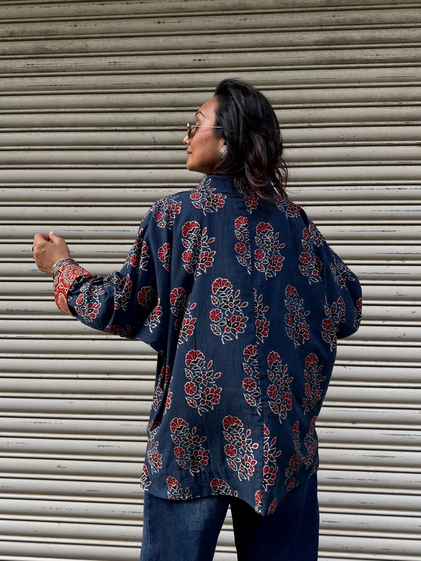 Steel Ajrakh Cotton Shirt