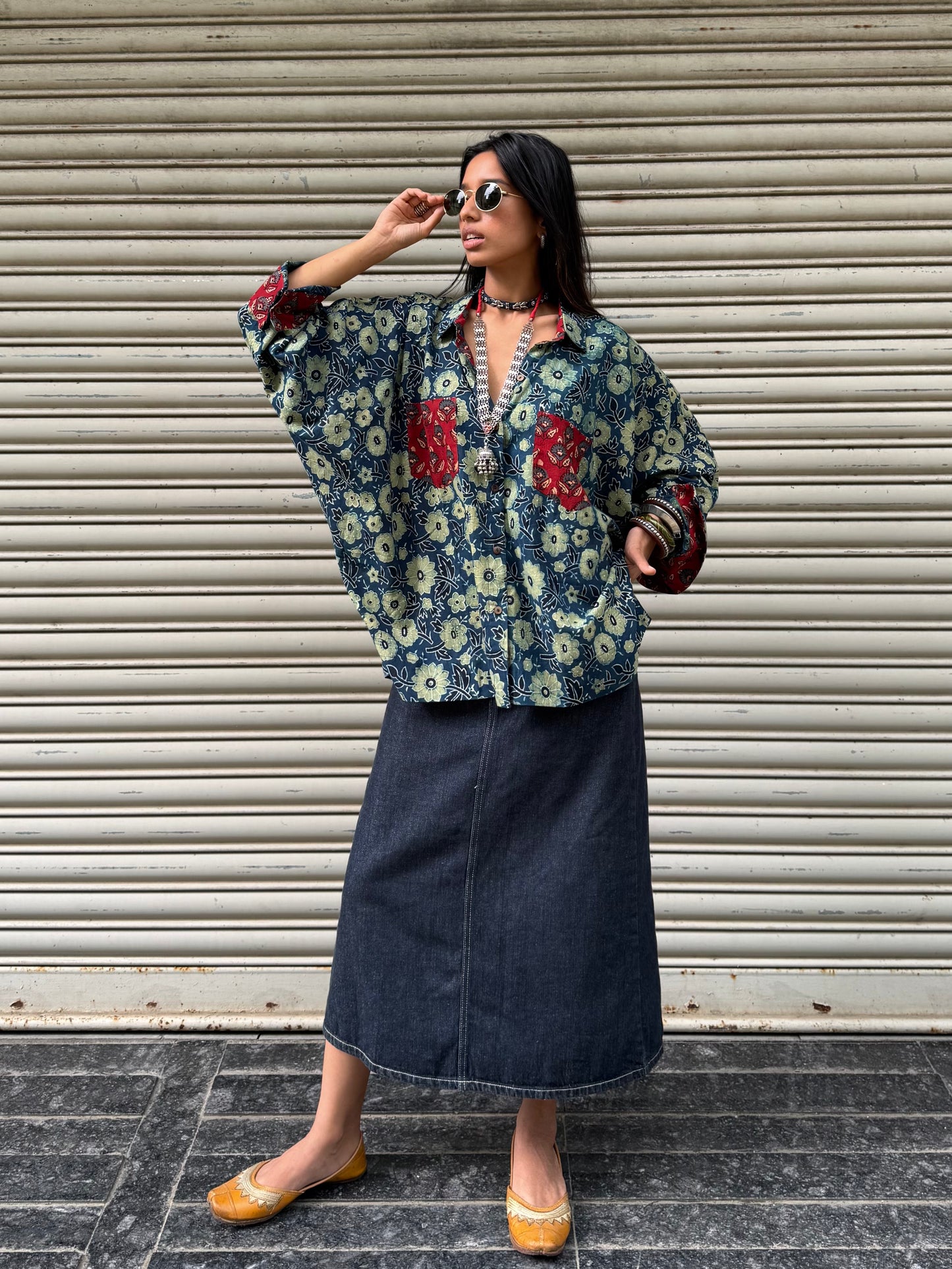 Sage Ajrakh Cotton Shirt