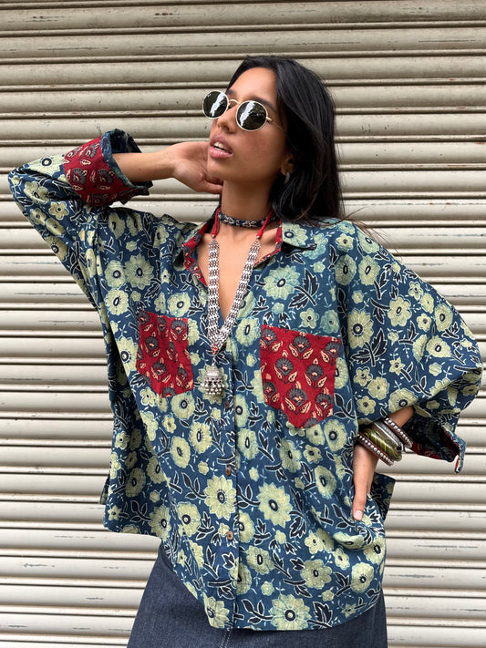Sage Ajrakh Cotton Shirt