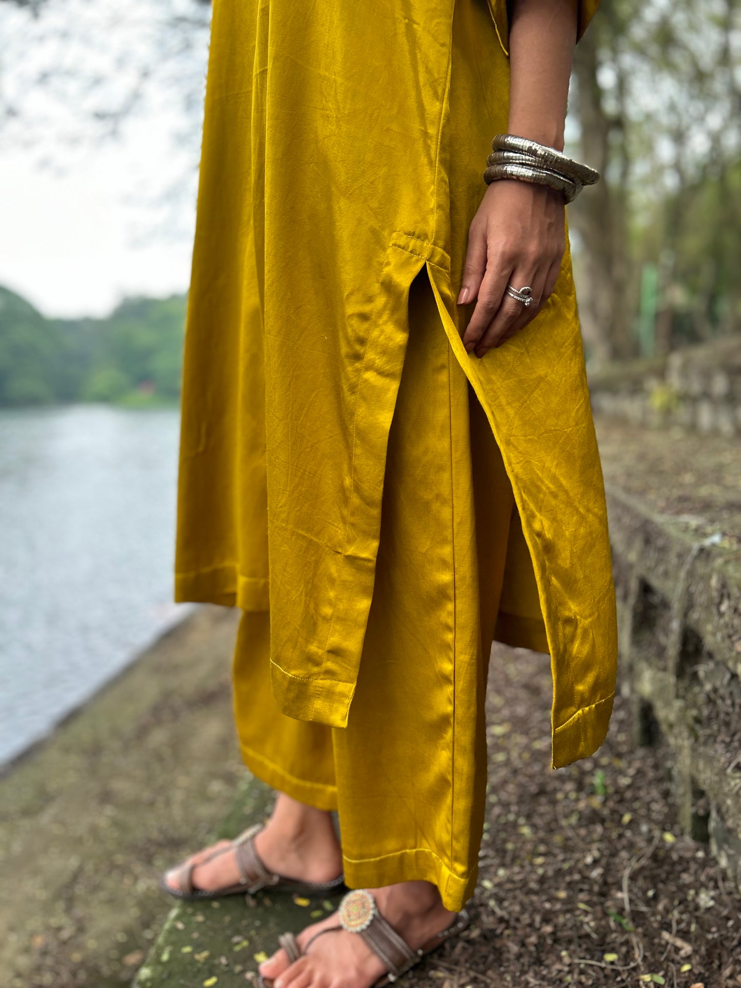 Gold Mashru silk co-ord set