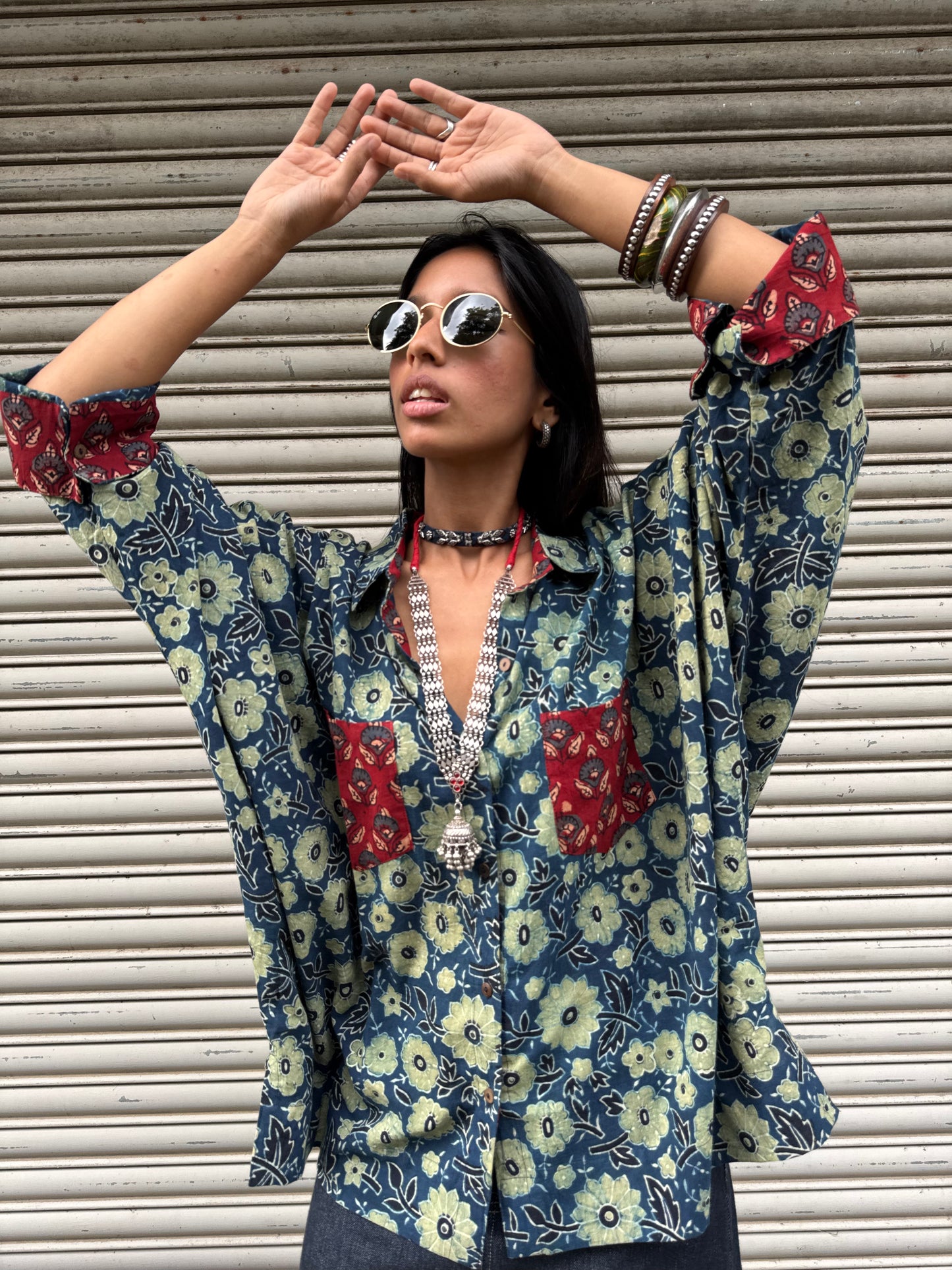 Sage Ajrakh Cotton Shirt