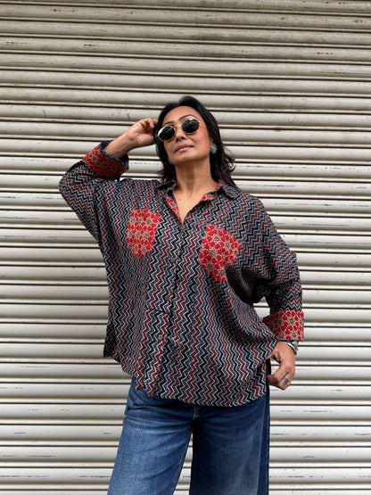 Ripple Ajrakh Cotton Shirt