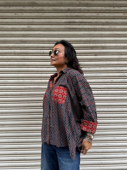 Ripple Ajrakh Cotton Shirt